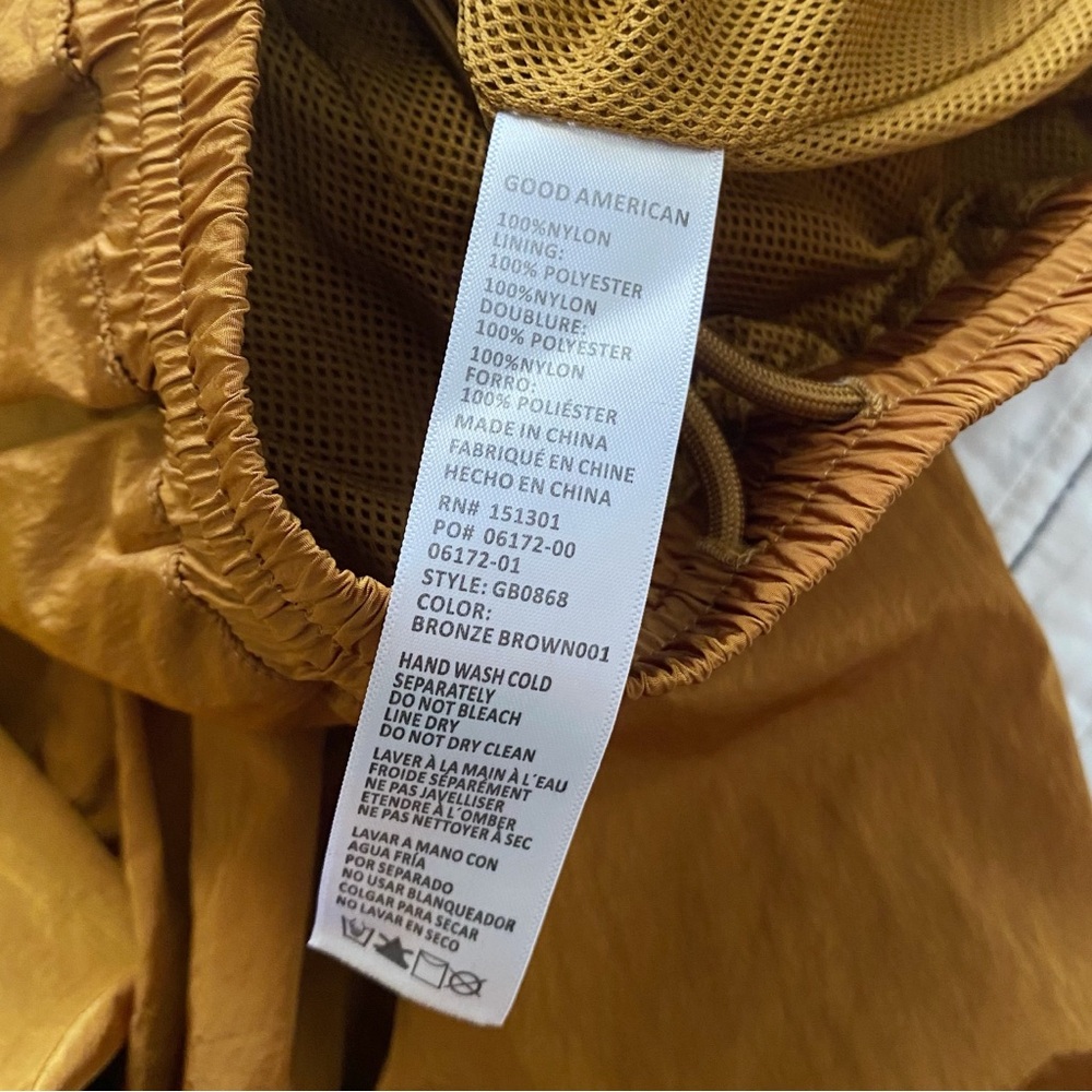 Good American Essential Track Gold Bronze Windbreaker Jogger Pant size 1 Small - Picture 9 of 12